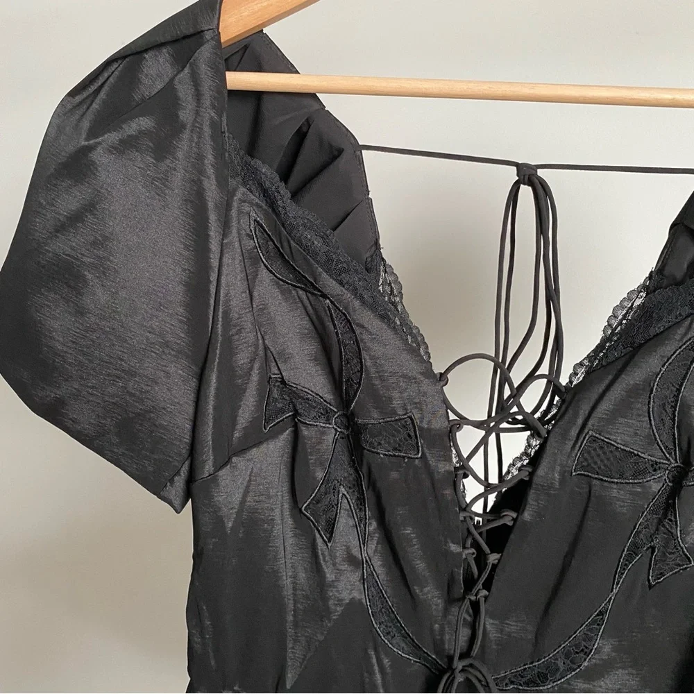 $298 NWT Black For Love And Lemons “Singrid” Bodycon Mini Dress Sz Medium - Picture 5 of 9